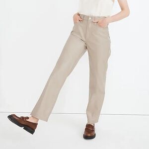 Madewell Perfect Vintage Straight Jean Faux Leather Edition Pumice Beige Tan 29